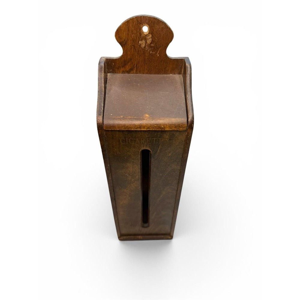 Vintage Wooden Cigarette Dispenser Wall Mounted Vertical Smokes Holder Japan